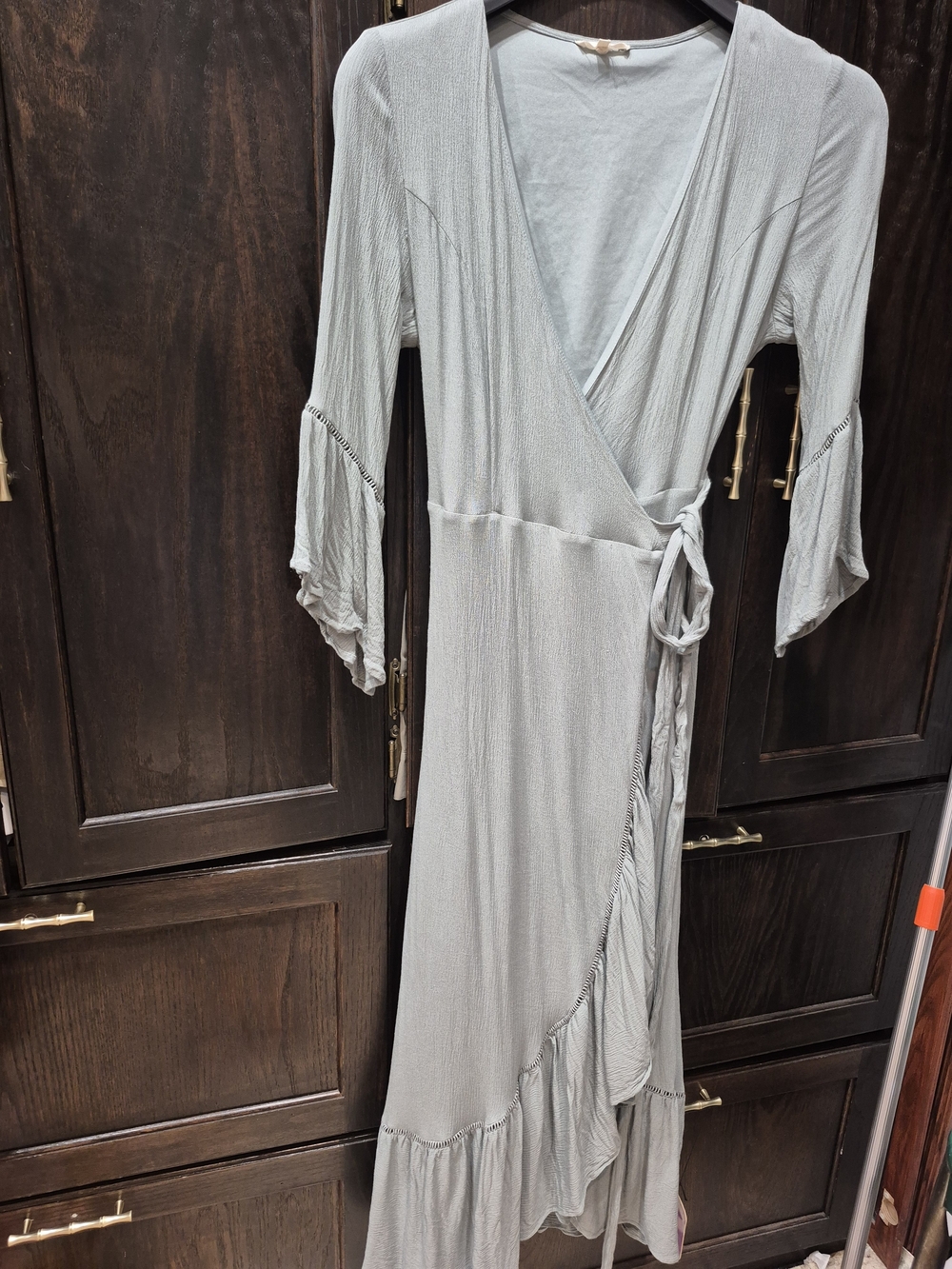 Sage Green Wrap Maxi Dress with Ruffle Hem